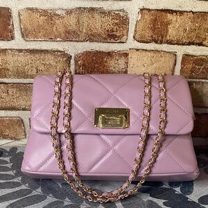 Aldo Quilted Lilac Shoulder Bag with Gold Chain